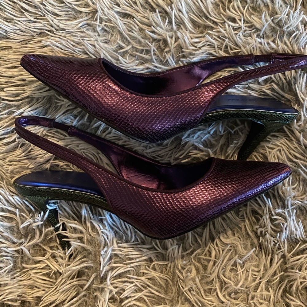 Karl Lagerfeld Purple and Green Slingback Heels